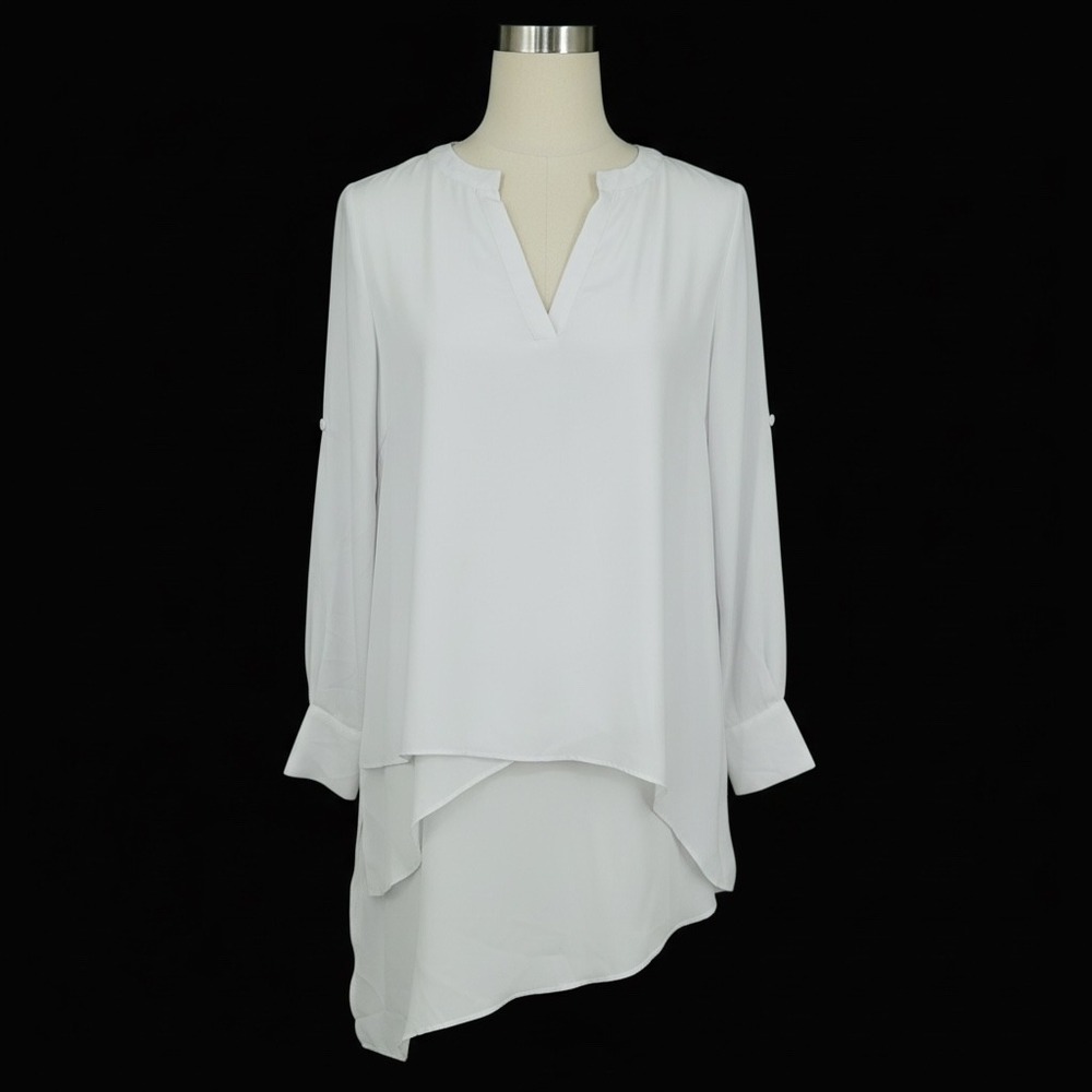 Philosophy Republic Clothing White V‎ Neck High Low Blouse Size Small